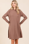 Mittoshop Mock Neck Long Sleeve Dress with Pockets