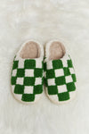 Melody Checkered Print Plush Slide Slippers