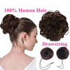 Human Hair Bun Extensions Brazilian Wavy Curly Messy Hairpiece Non-remy