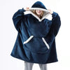 Lazy Hooded Fleece Pajamas TV Blanket Outdoor Cold-proof Nightgown Couple Cold-proof Fleece White Edge