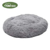 Pet Dog Cat Calming Bed Warm Soft Plush Round Light Gray