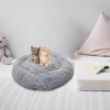 Pet Dog Cat Calming Bed Warm Soft Plush Round Light Gray