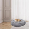 Pet Dog Cat Calming Bed Warm Soft Plush Round Light Gray