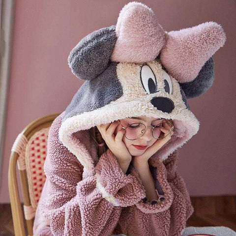 Cartoon Mickey Mouse Pajamas Hooded Nightgown