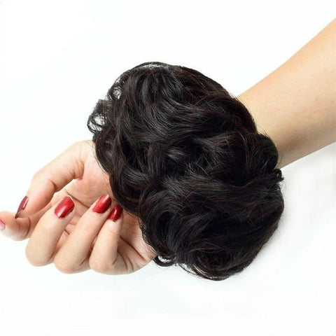 Human Hair Bun Curly Messy Donut Non-remy Hairpiece