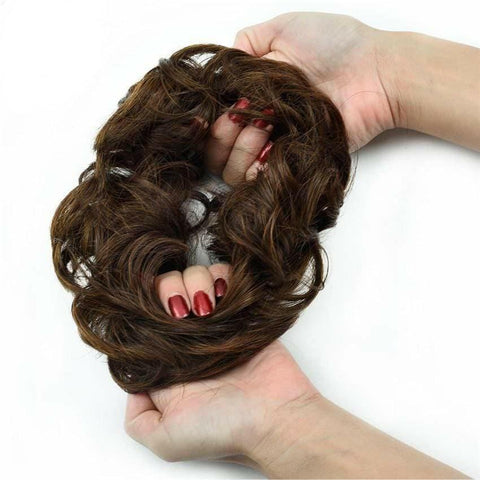 Human Hair Bun Curly Messy Donut Non-remy Hairpiece