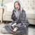 Lazy Hooded Fleece Pajamas TV Blanket Outdoor Cold-proof Nightgown Couple Cold-proof Fleece White Edge