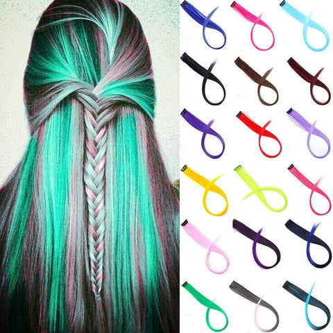 Long Straight Colorful Hair Extension Rainbow Hair 22 Inch