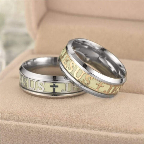 Luminous Jesus Christ Ring Stainless Steel Cross Ring