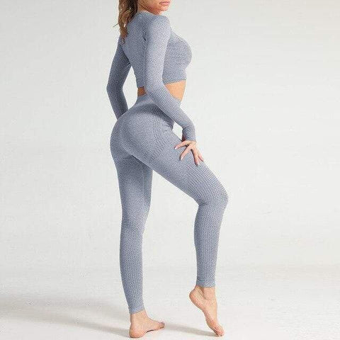 Seamless Ladies Yoga Set Long Sleeve Sportswear